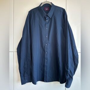UNTUCKit Castello Men’s XXL Tall Navy Blue Button Front Shirt Wrinkle Free